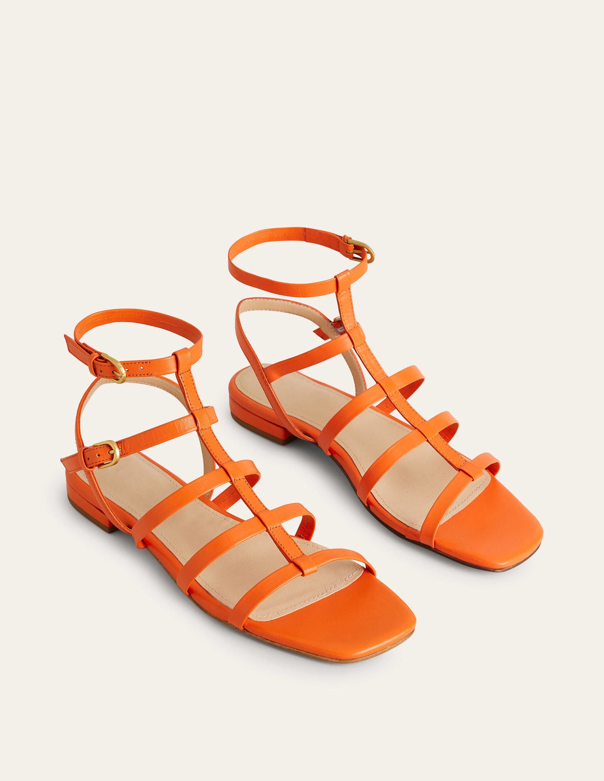 Sandales gladiateur en cuir-Orange sanguine - Image 3