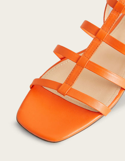 Gladiatorensandalen aus Leder-Blutorange