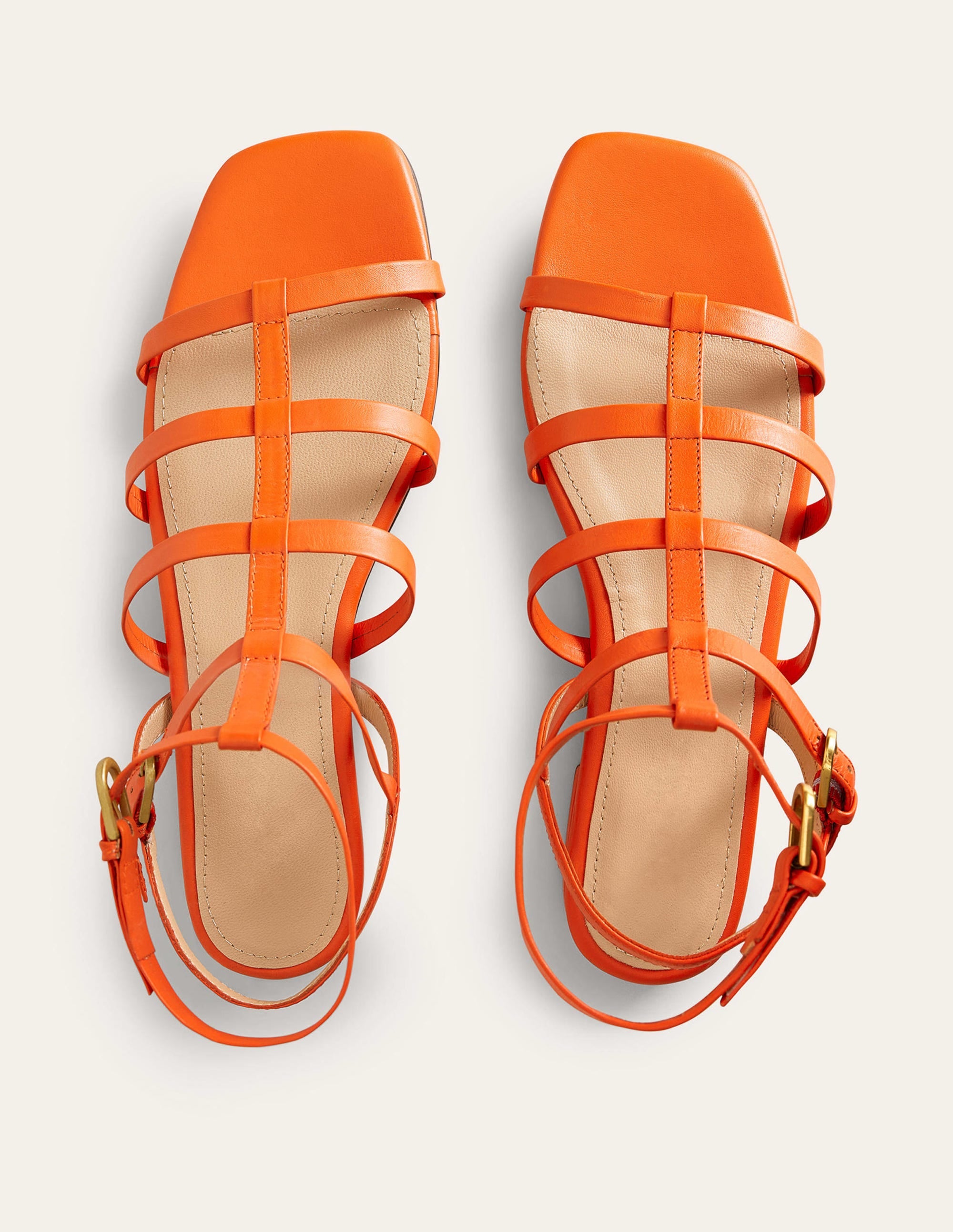 Sandales gladiateur en cuir-Orange sanguine - Image 5