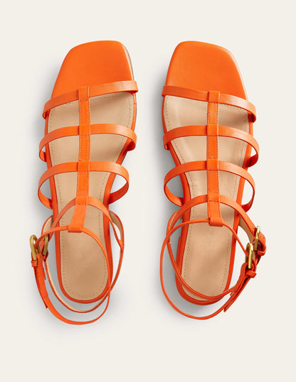 Gladiatorensandalen aus Leder-Blutorange