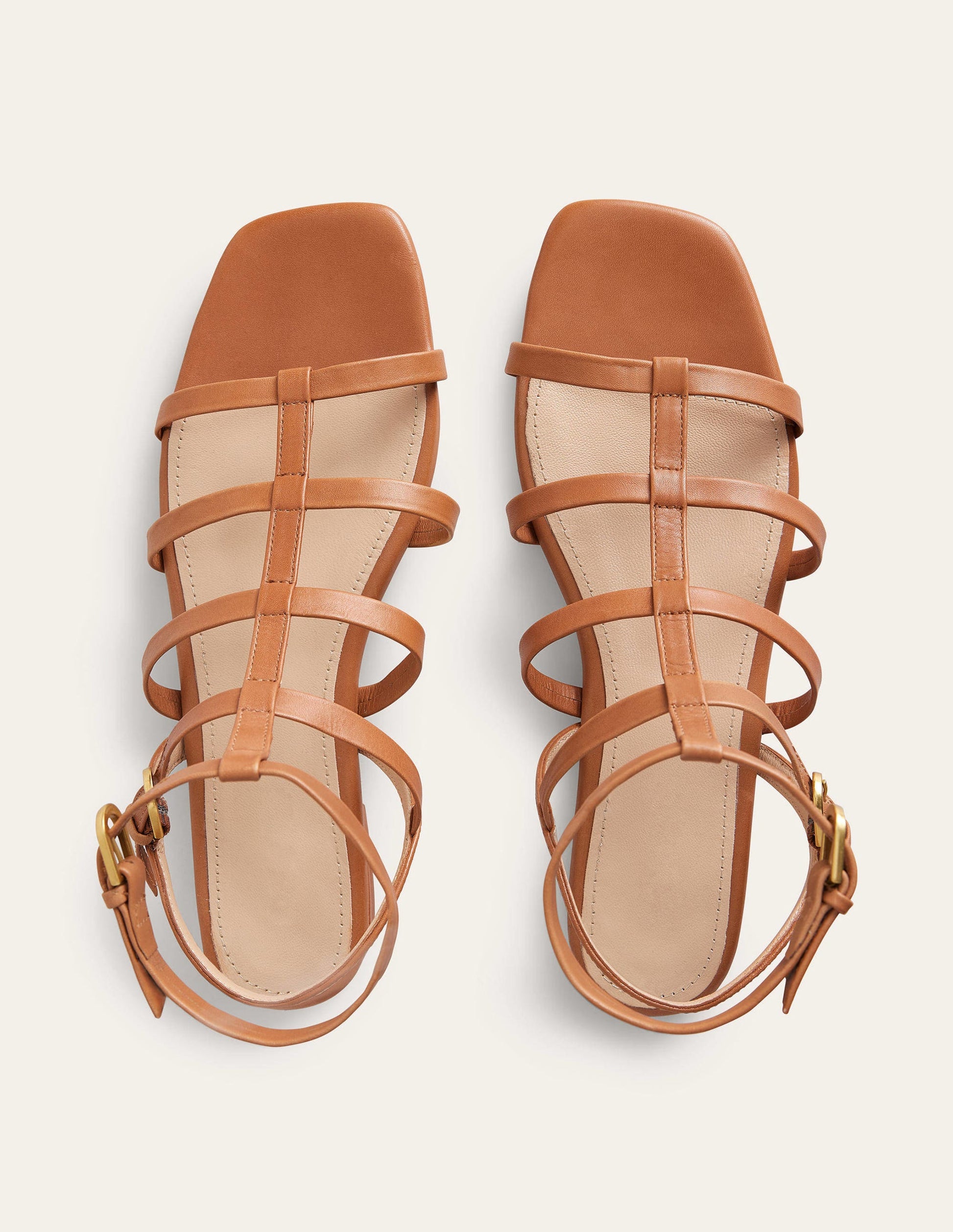 Gladiatorensandalen aus Leder-Hellbraun-5