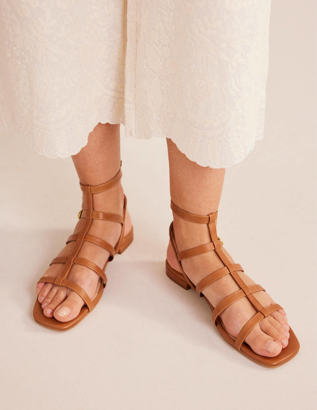 Gladiatorensandalen aus Leder-Hellbraun - Image 1