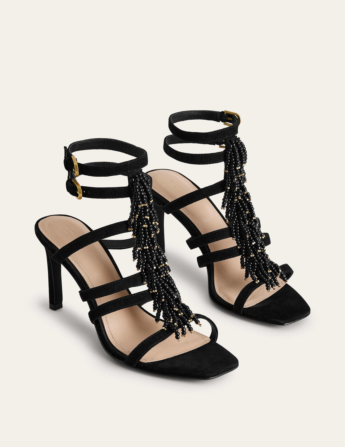 Absatzsandalen mit Perlen-Schwarz - Image 4