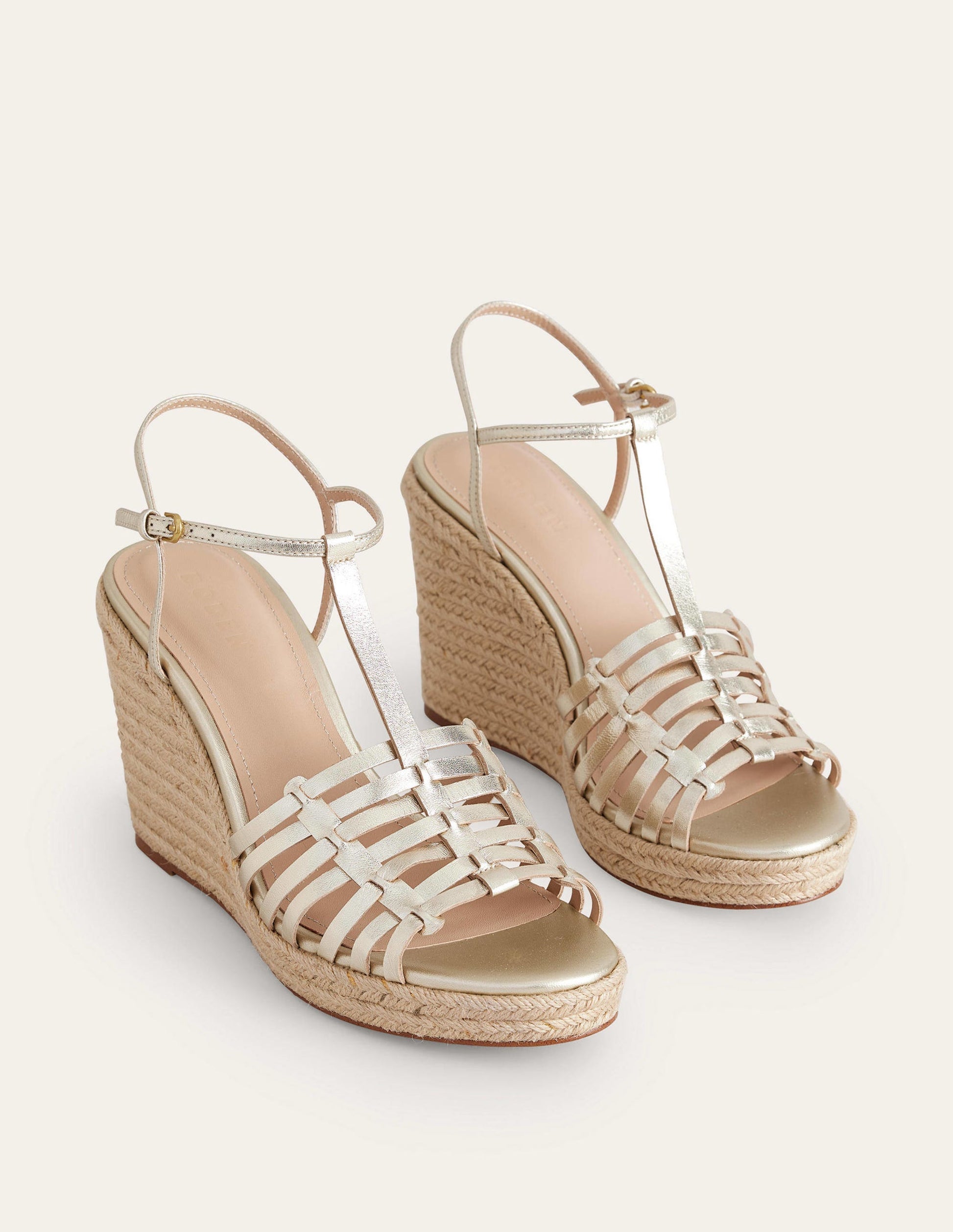 Riemchen-Espadrilles mit Keilabsatz-Gold-3