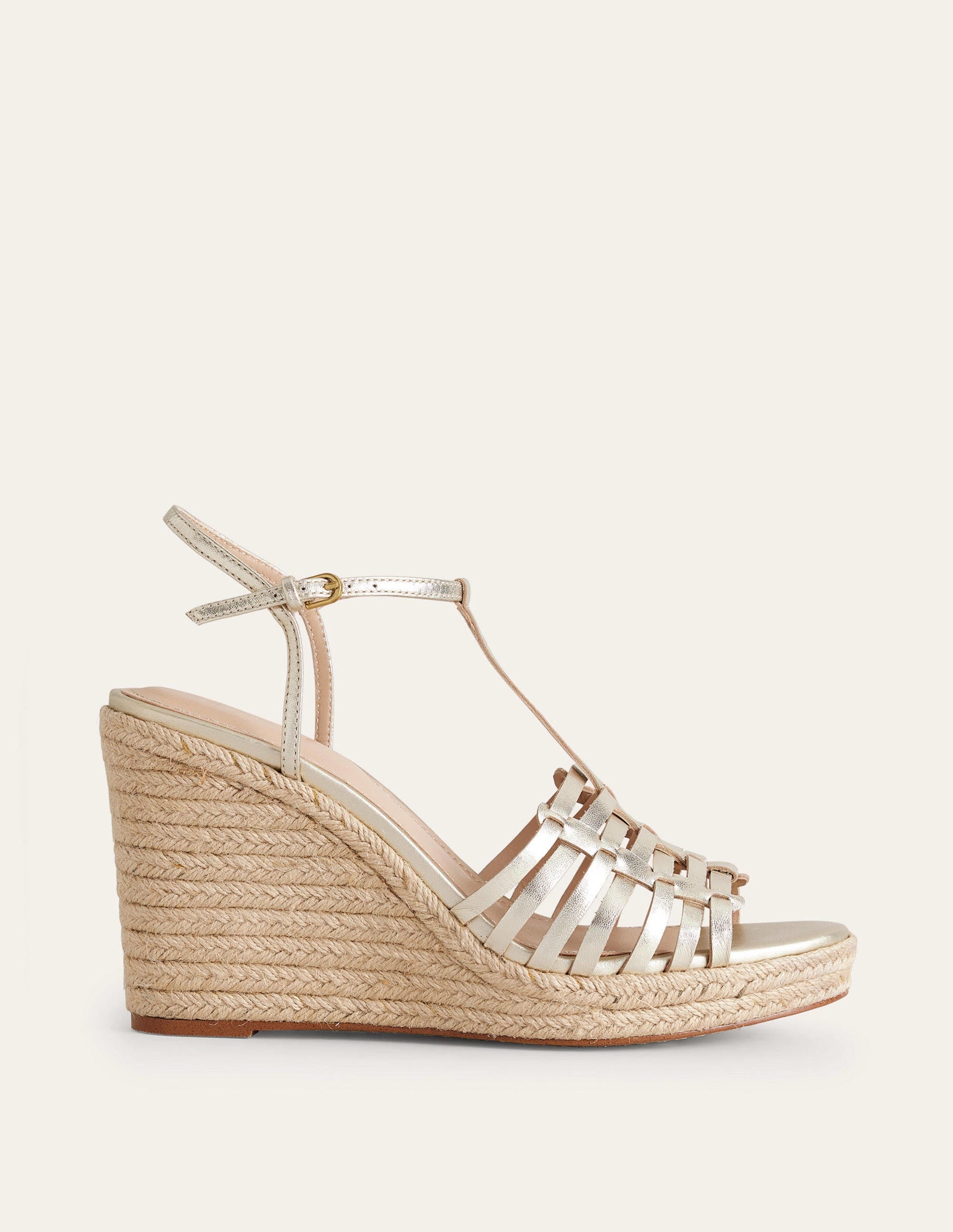 Riemchen-Espadrilles mit Keilabsatz-Gold - Image 2