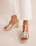Riemchen-Espadrilles mit Keilabsatz-Gold