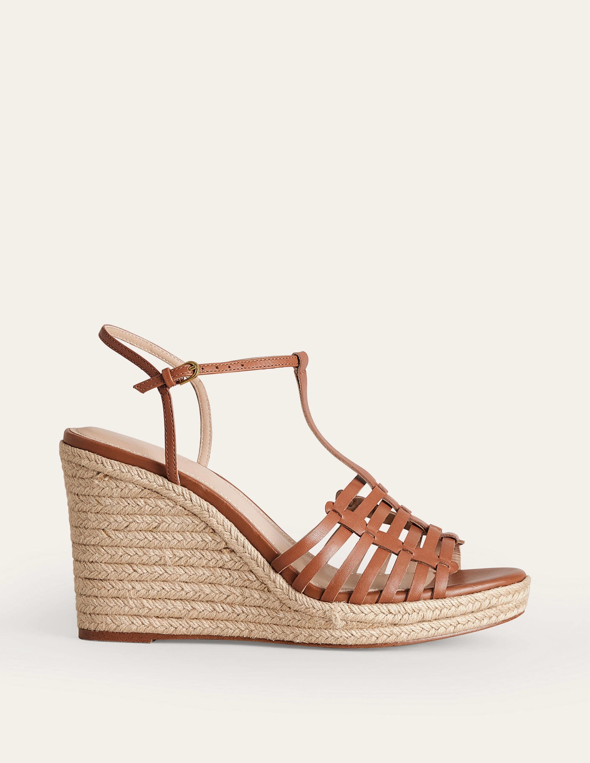 Riemchen-Espadrilles mit Keilabsatz-Hellbraun - Image 3