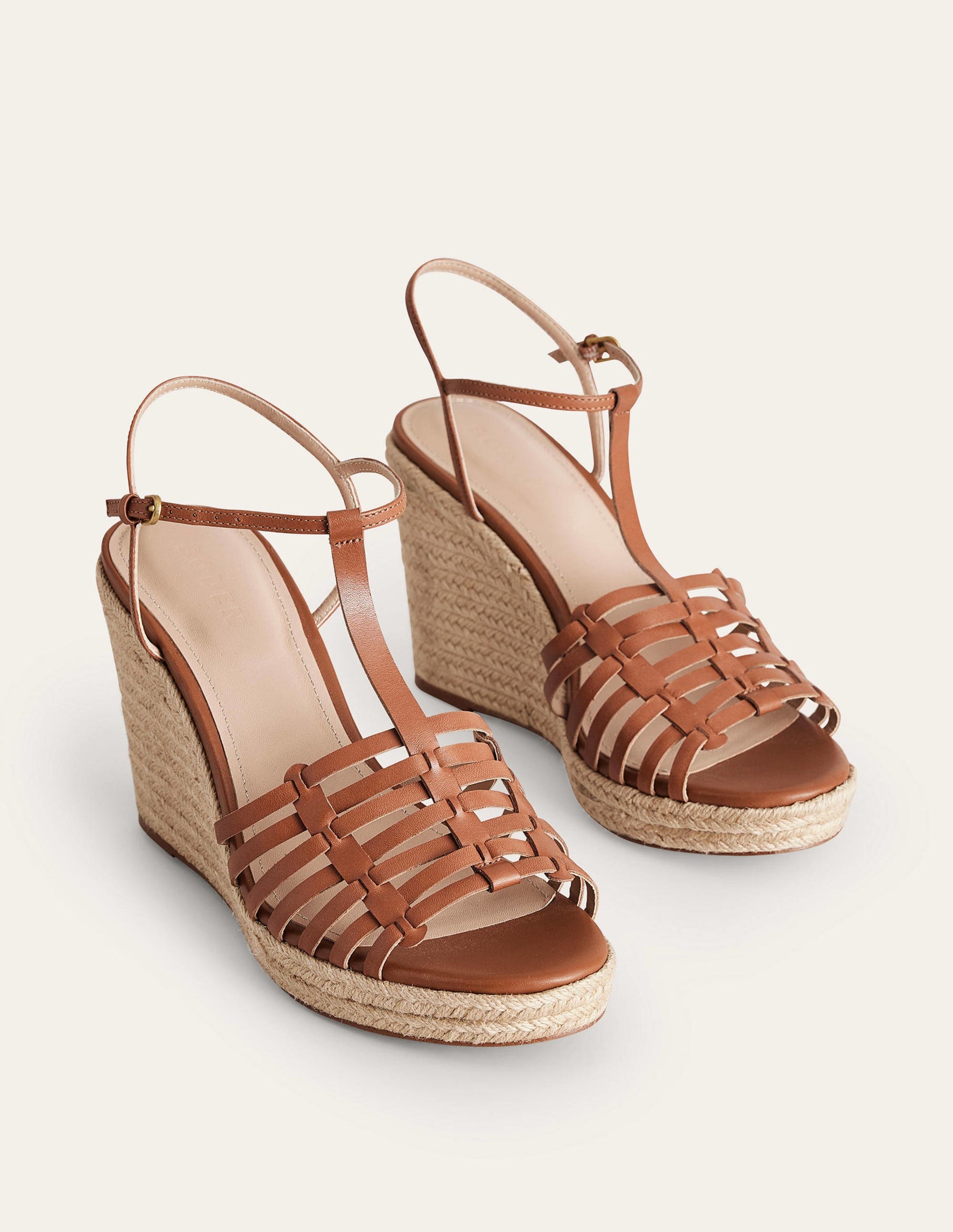 Riemchen-Espadrilles mit Keilabsatz-Hellbraun-4