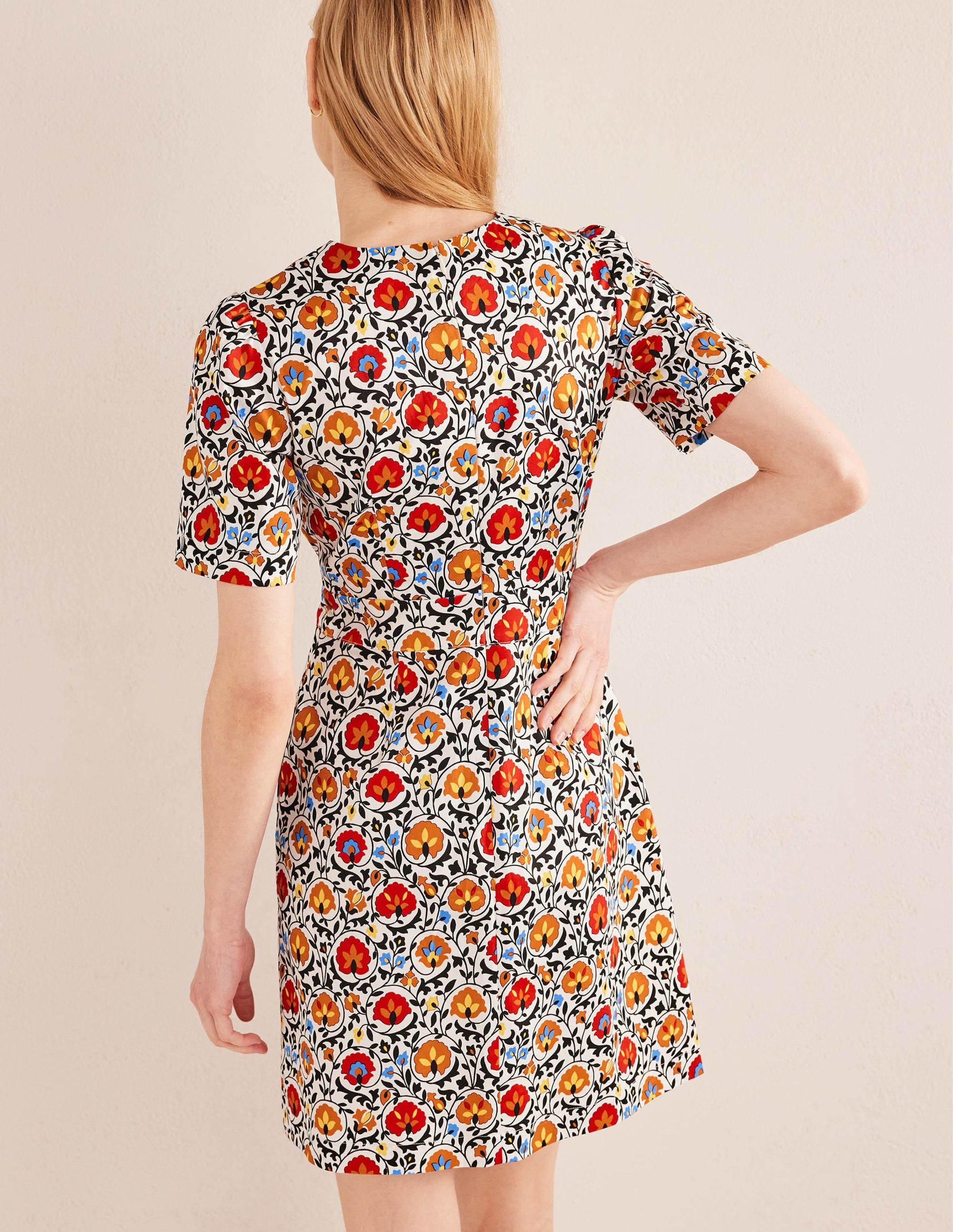 Mini-robe fourreau en coton-Multicolore, motif Enchanting Bloom - Image 3