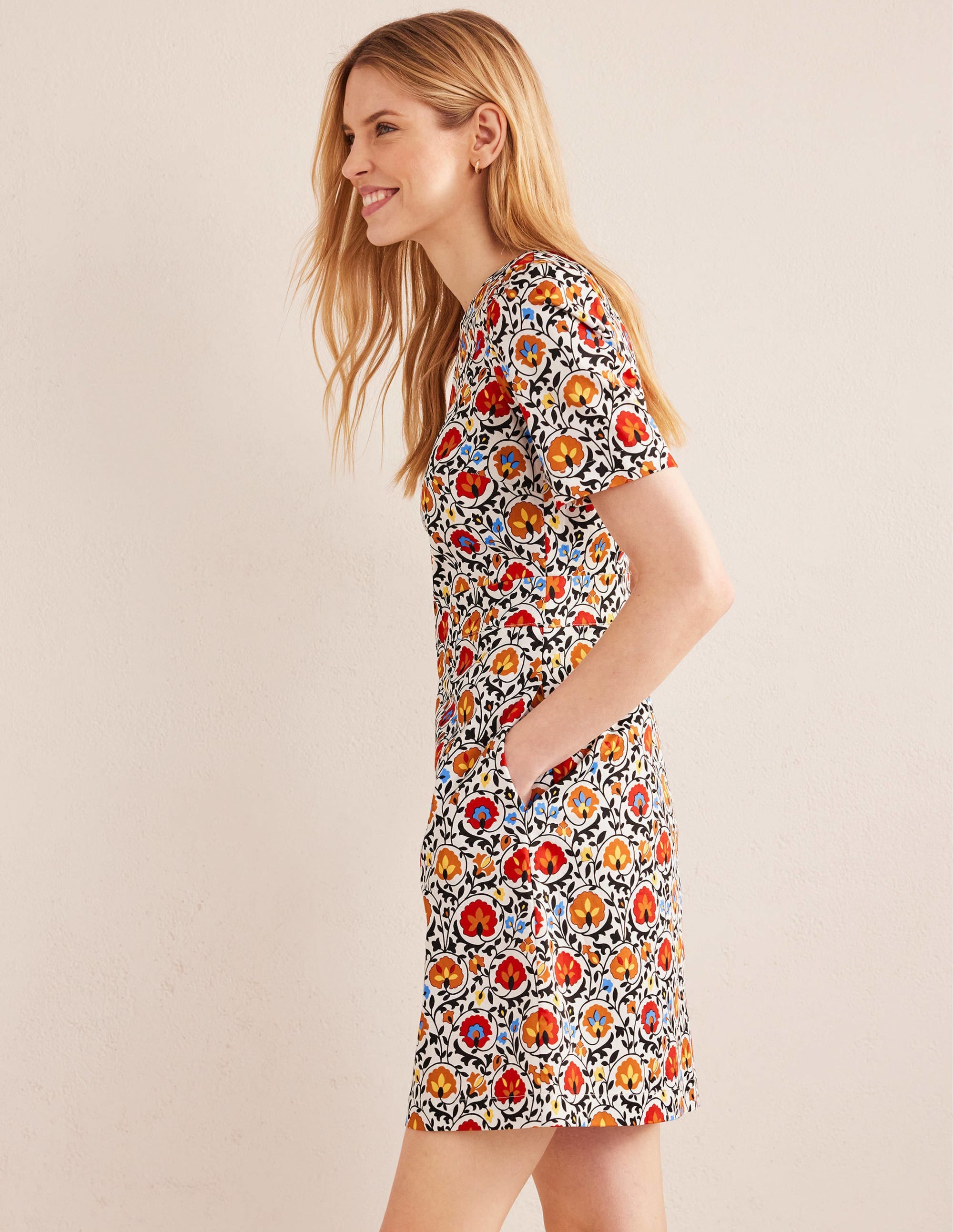 Mini-robe fourreau en coton-Multicolore, motif Enchanting Bloom - Image 4