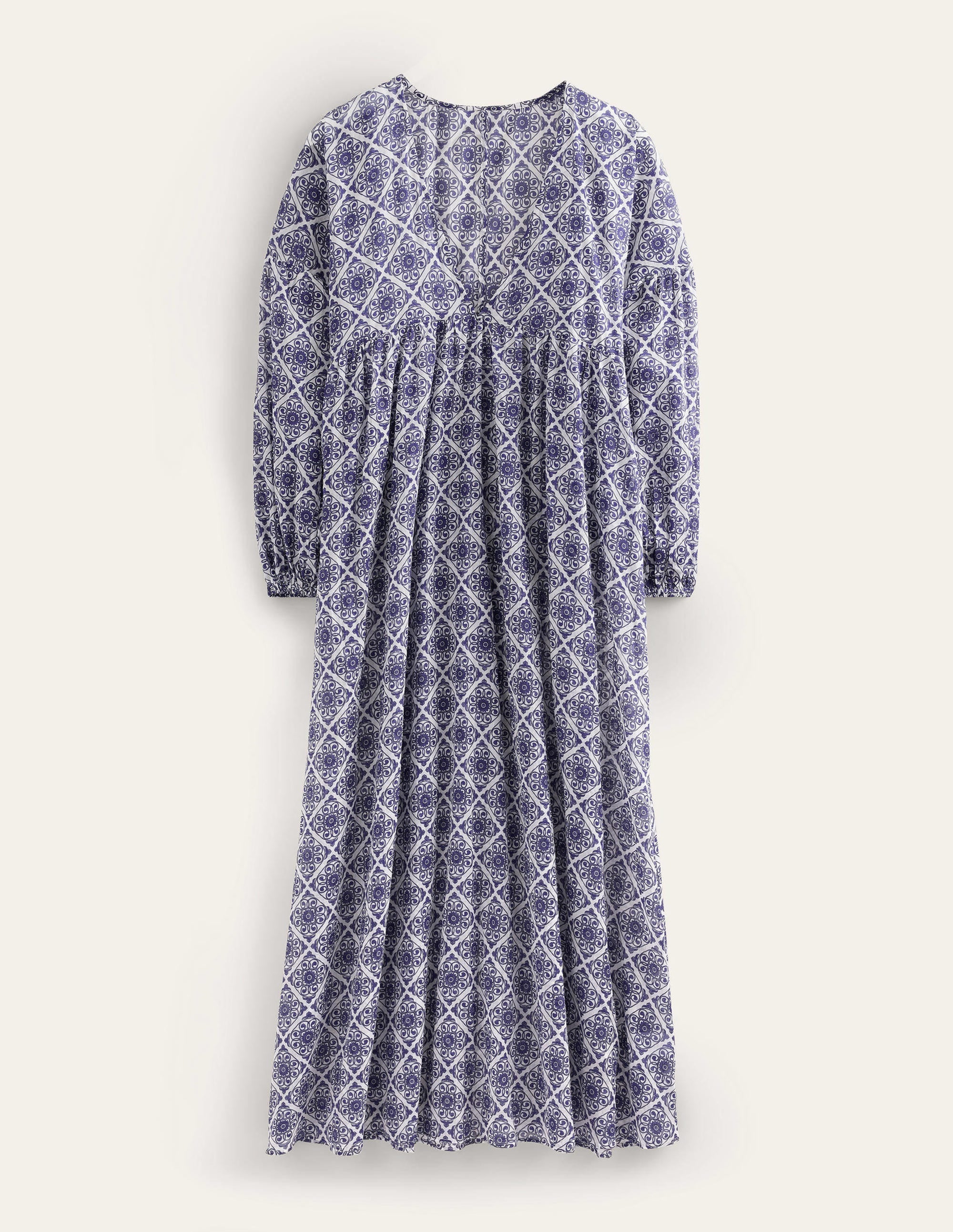 Sarah Maxi-Kaftankleid-Naturweiß, Blumen-Wirbelmuster - Image 5