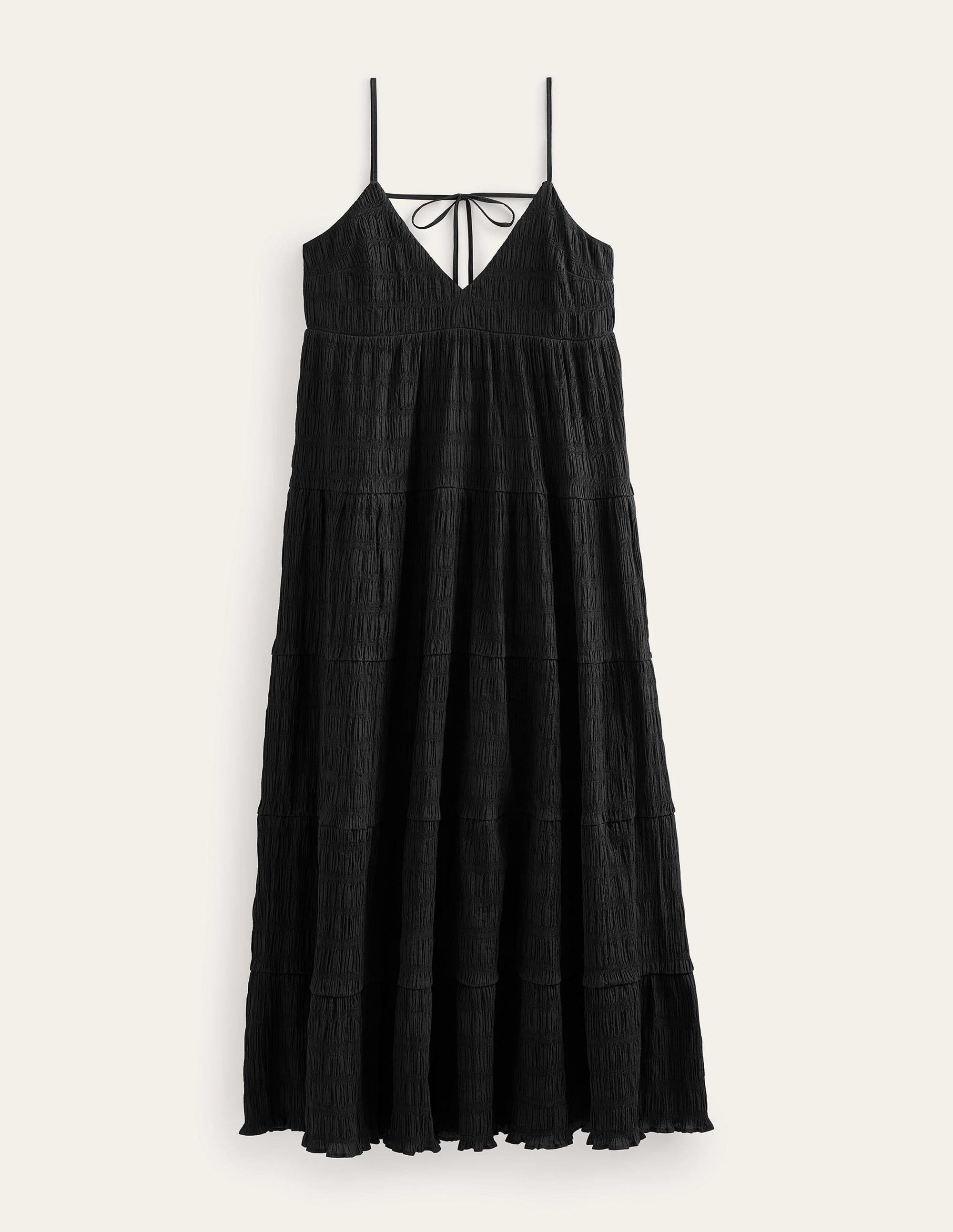 Strappy Tiered Maxi Dress-Black - Image 5