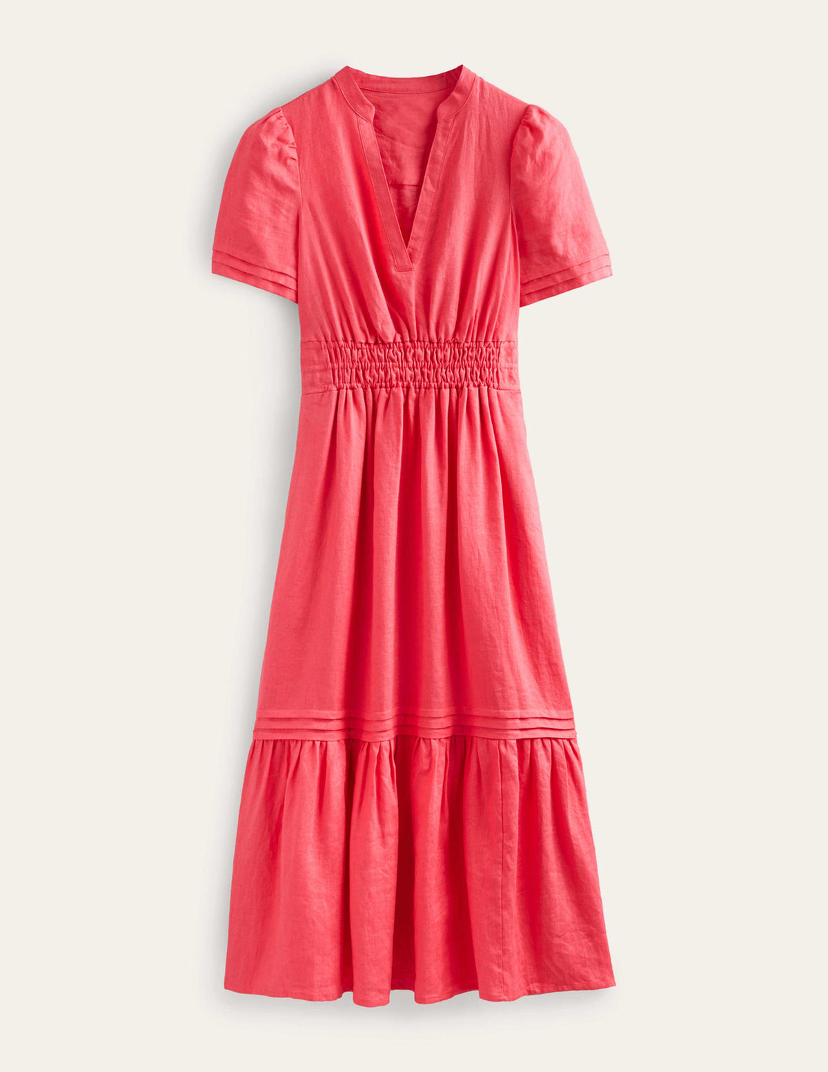 Midikleid mit Biesenfalten-Korallenrot - Image 6