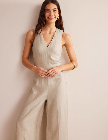 Jumpsuit mit V-Ausschnitt für besondere Anlässe-Kiesgrau-5