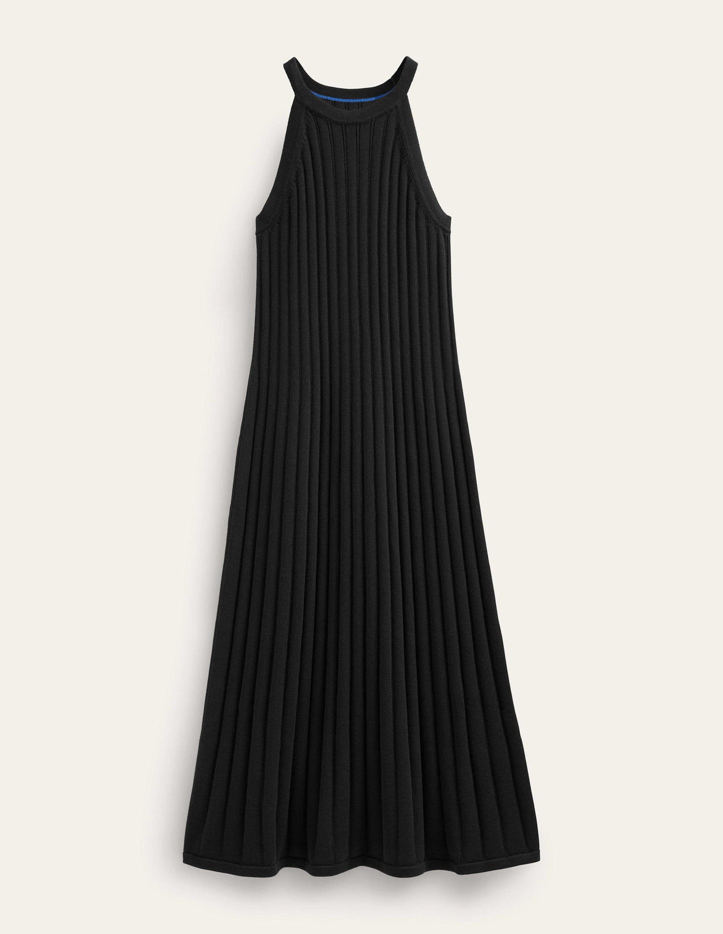 Ärmelloses Strick-Midikleid-Schwarz