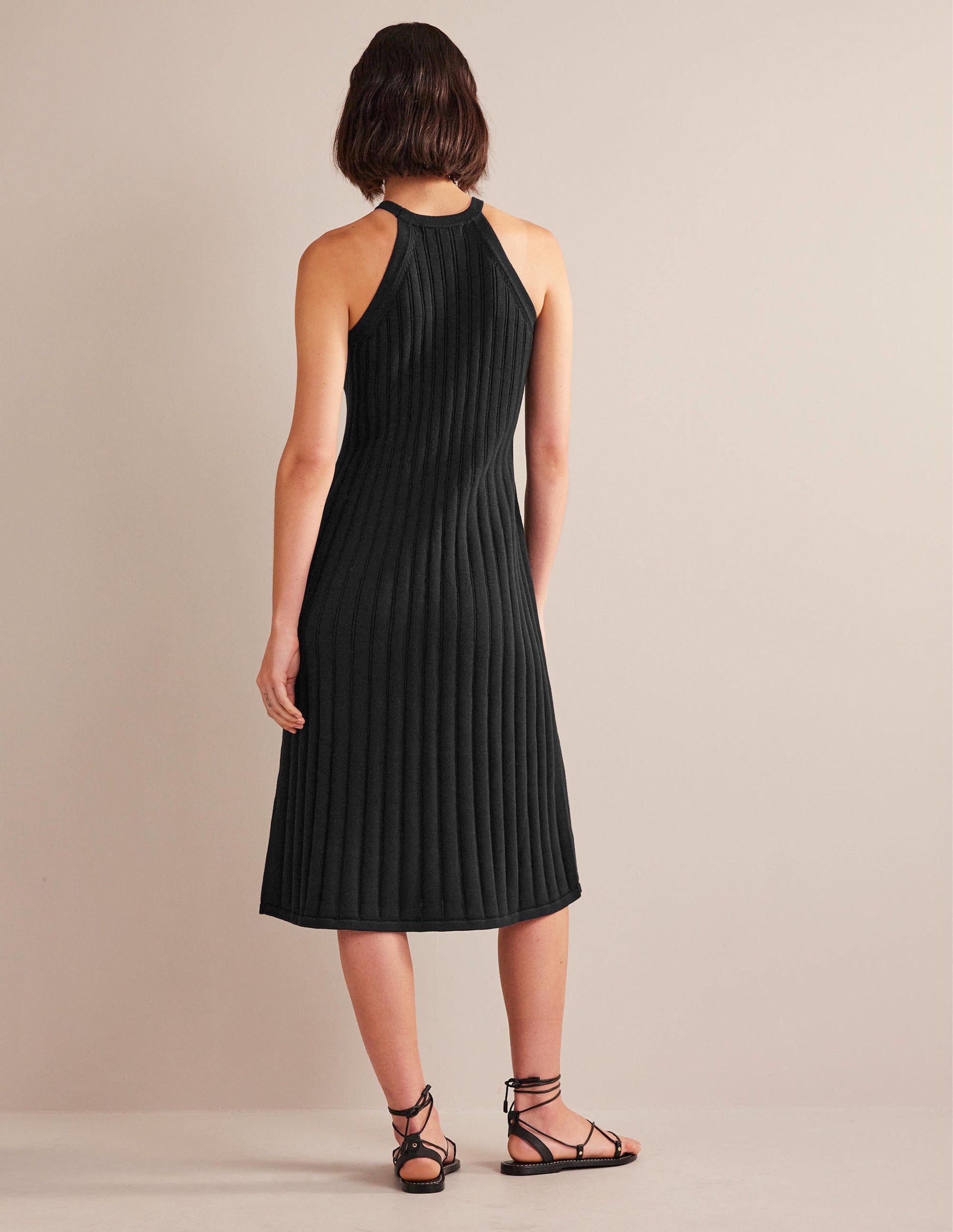 Ärmelloses Strick-Midikleid-Schwarz-3