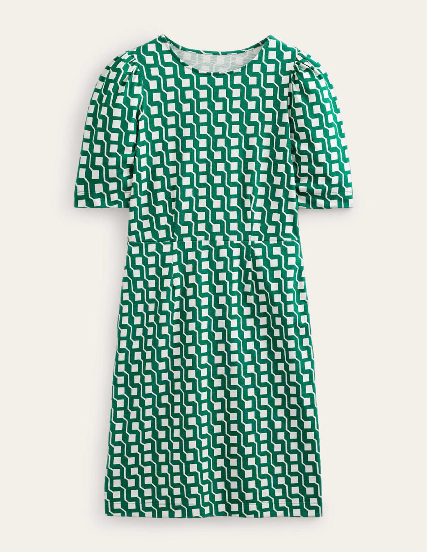 Zoe Jersey Dress-Bright Emerald, Cube Geo