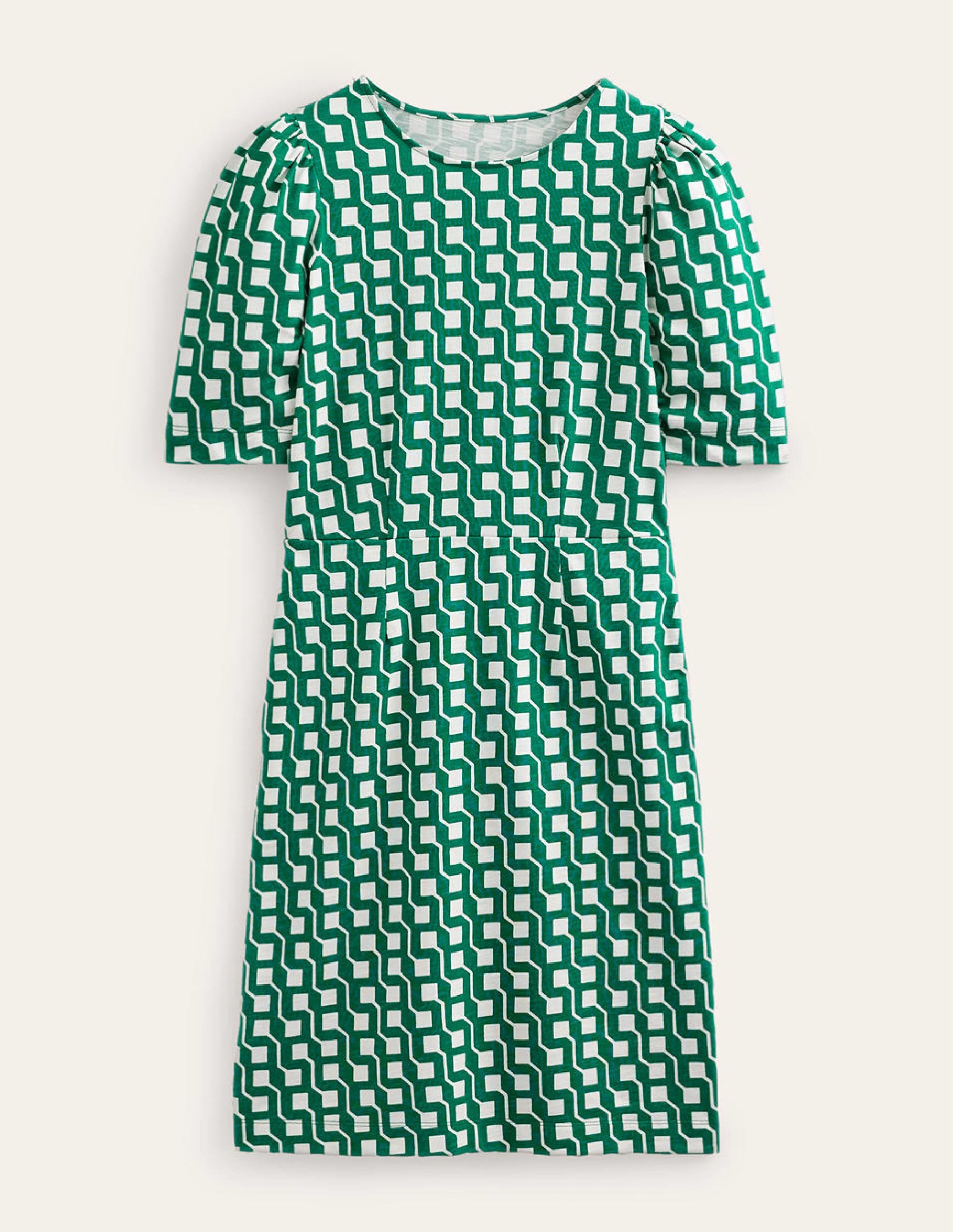 Robe en jersey à col rond-Émeraude vif, motif Cube Geo - Image 8