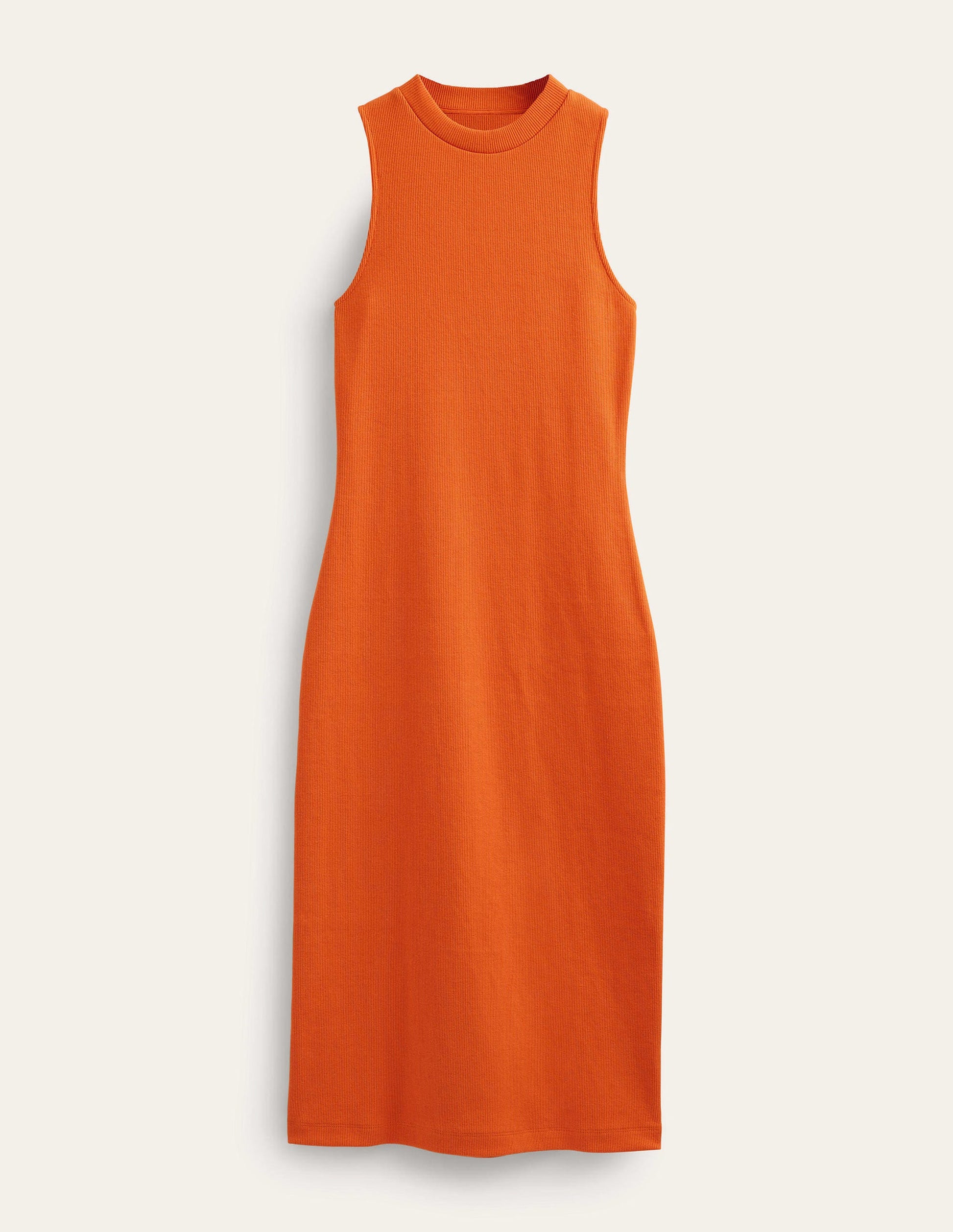 Rippstrick-Midikleid aus Jersey mit Racer-Ausschnitt-Kumquatorange-5
