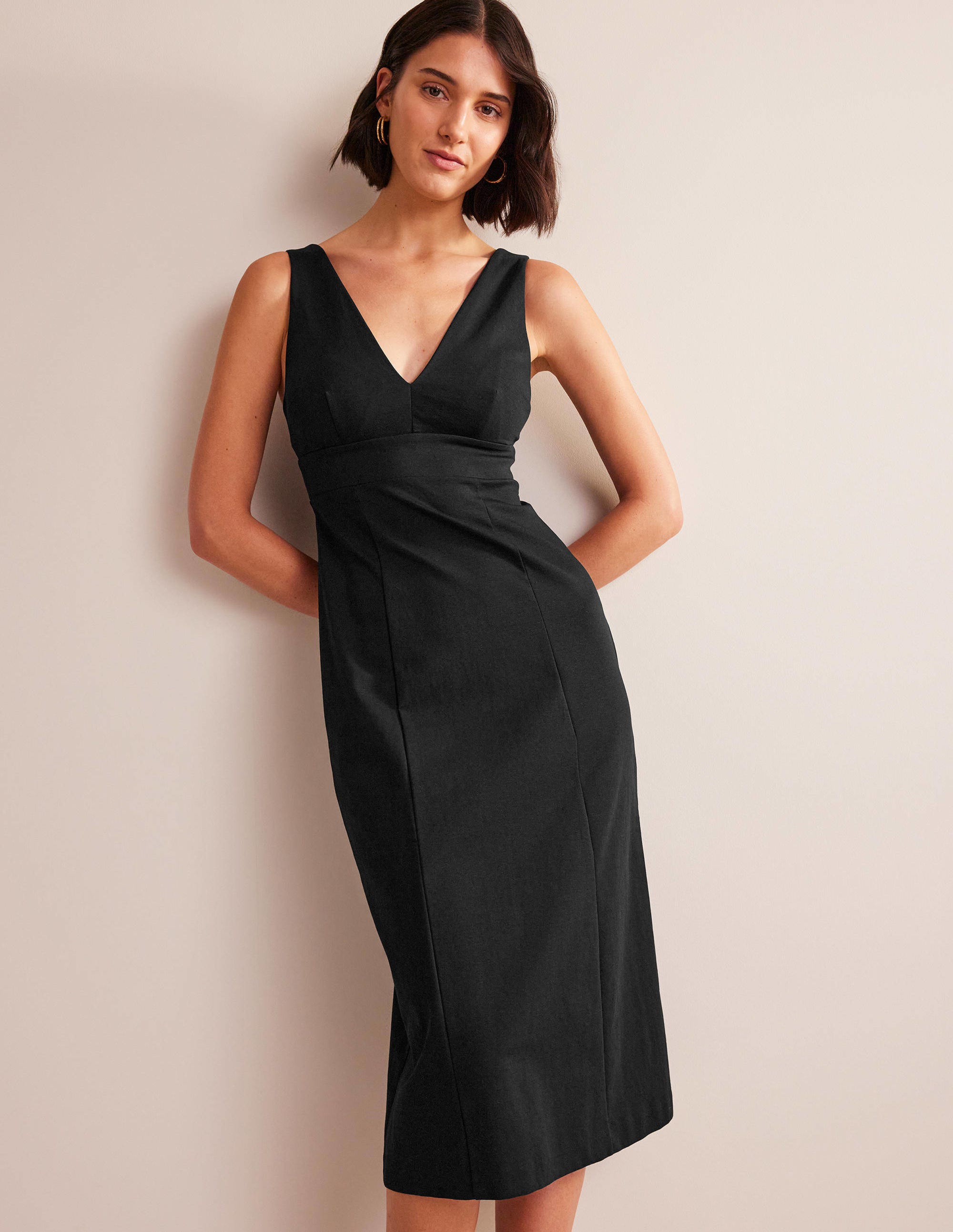 Strappy Back Jersey Midi Dress-Black - Image 1