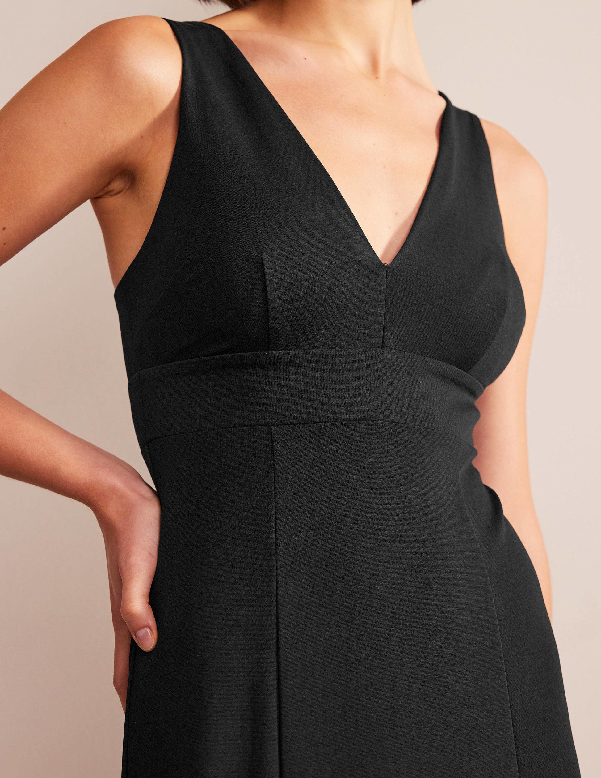 Strappy Back Jersey Midi Dress-Black-2