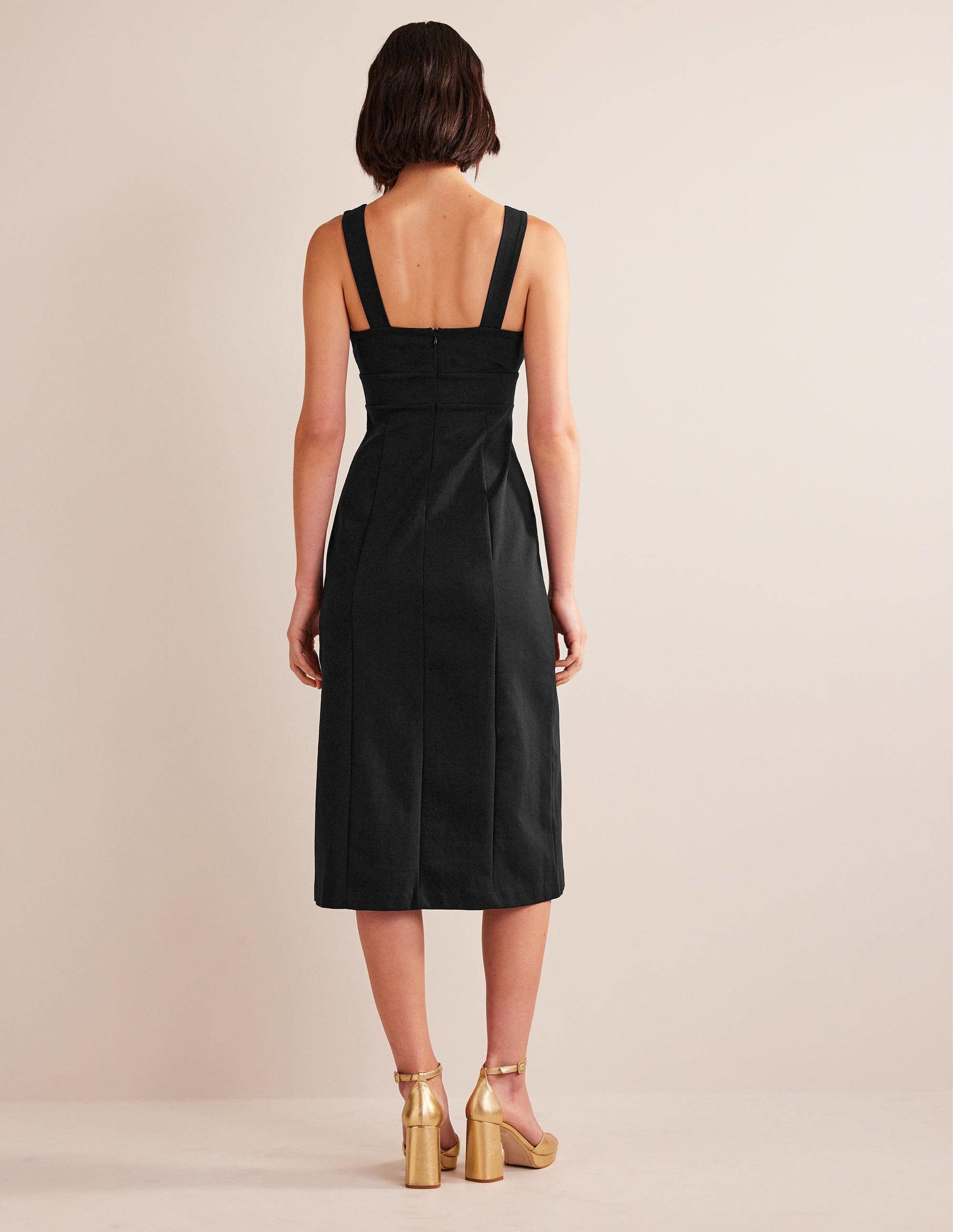 Strappy Back Jersey Midi Dress-Black-3