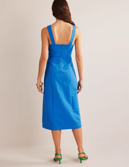 Jersey-Midikleid mit Rückenträgern-Marokkoblau