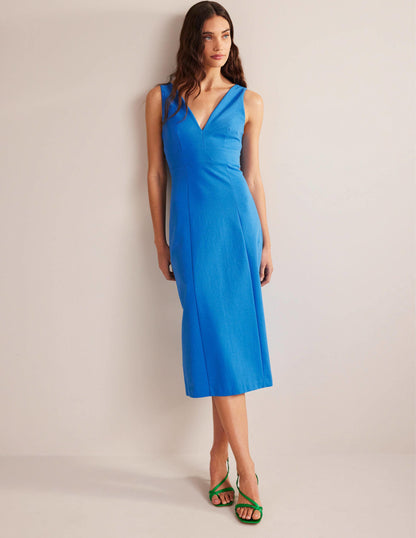 Jersey-Midikleid mit Rückenträgern-Marokkoblau