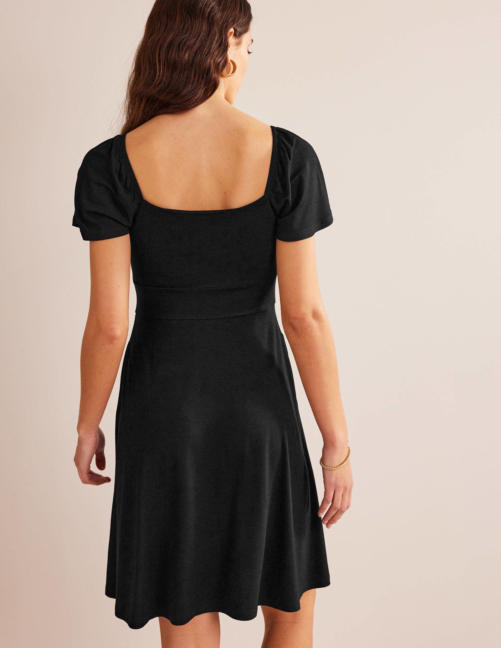 Jersey-Minikleid mit eckigem Ausschnitt-Schwarz-3