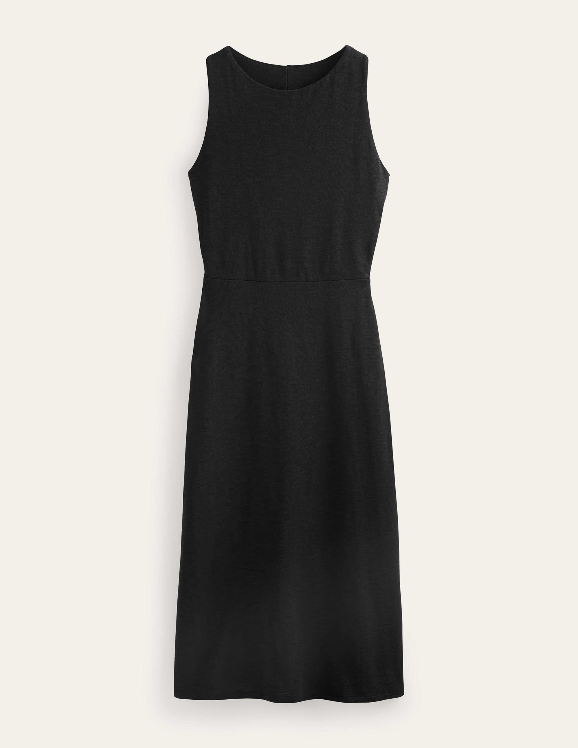Jersey-Midikleid mit Stoffbahnen-Schwarz - Image 5