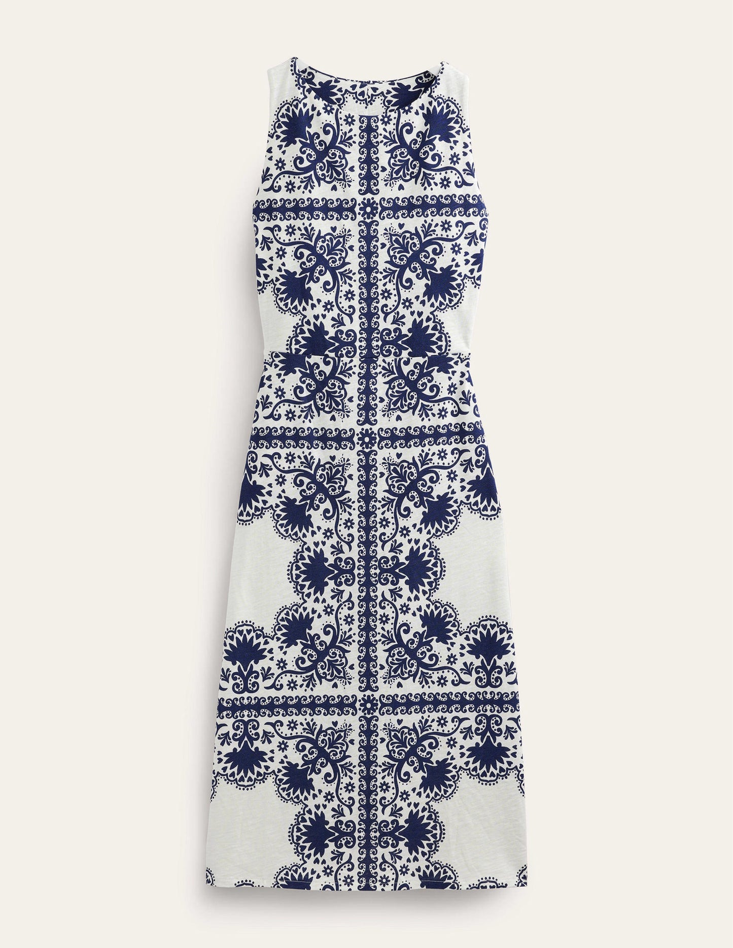 Jersey-Midikleid mit Stoffbahnen-Marineblau, Blumenmuster