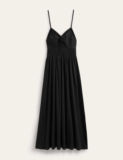Jersey-Midikleid mit Twistdetail-Schwarz-5