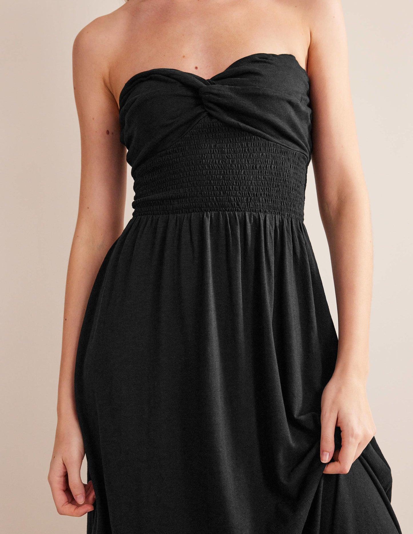 Jersey-Midikleid mit Twistdetail-Schwarz