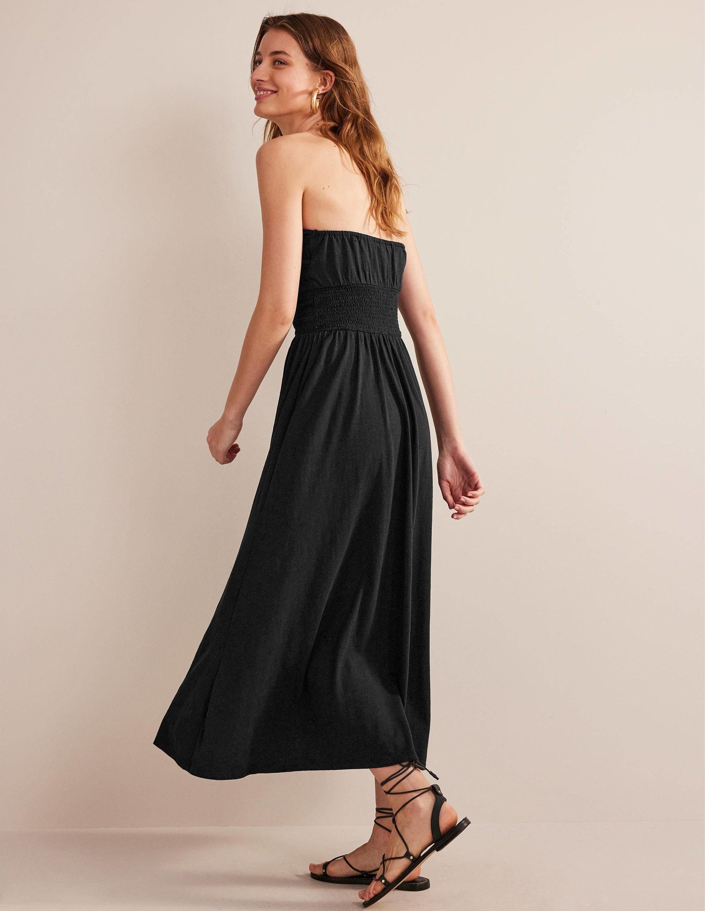 Jersey-Midikleid mit Twistdetail-Schwarz