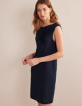 Sleeveless Jersey Shift Dress-Navy