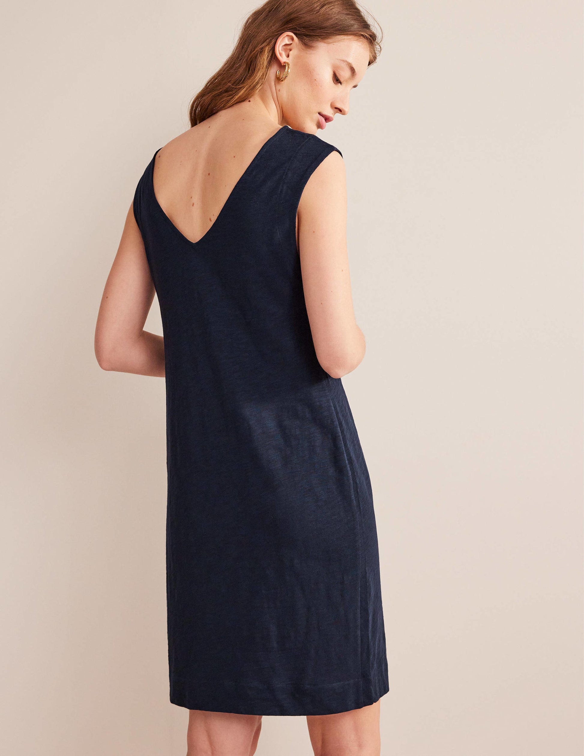Ärmelloses Jersey-Etuikleid-Marineblau-3