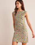 Sleeveless Jersey Shift Dress-Green, Enchanting Bloom