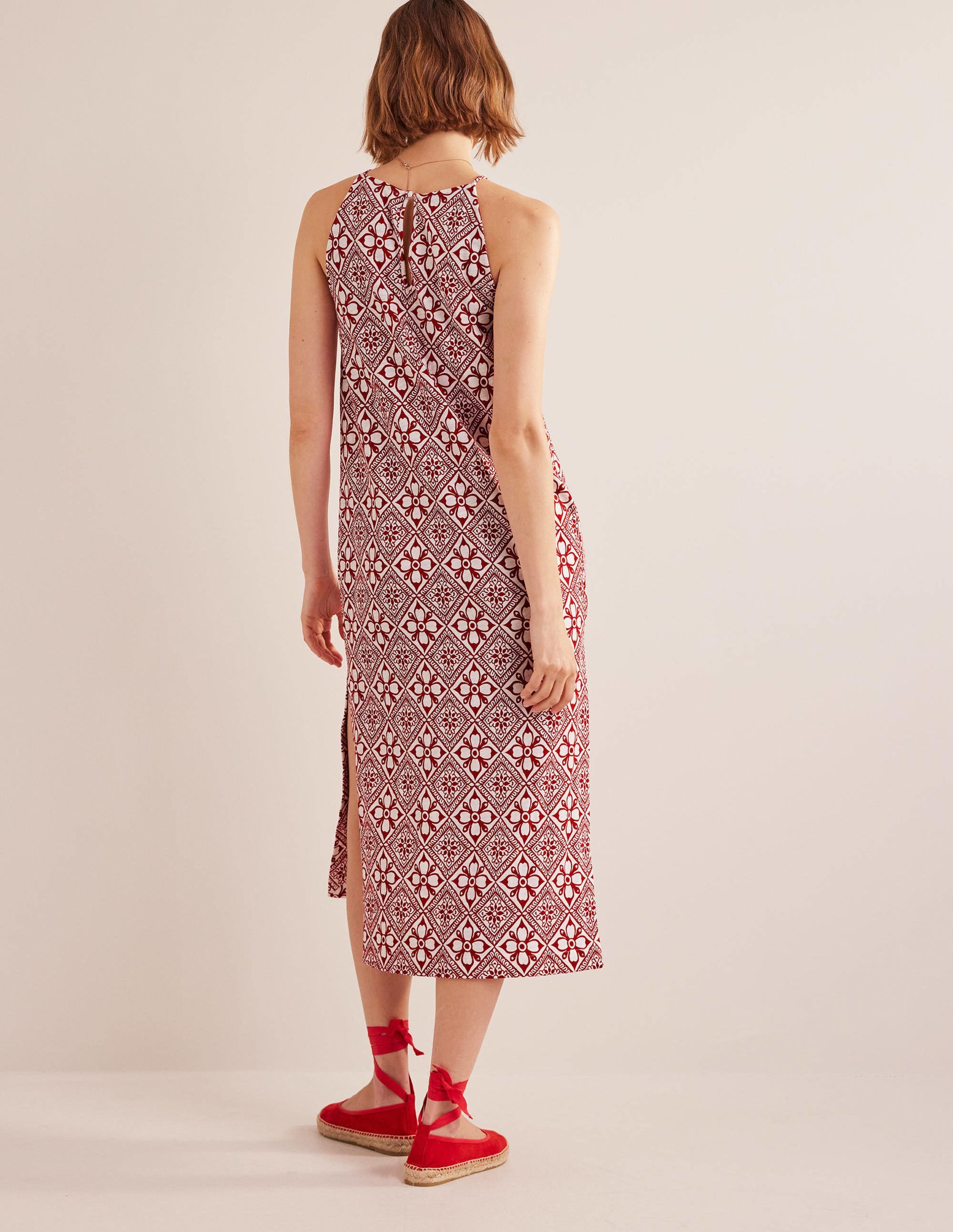Robe midi en jersey à dos nageur-Poinsettia, motif Block Pome - Image 3