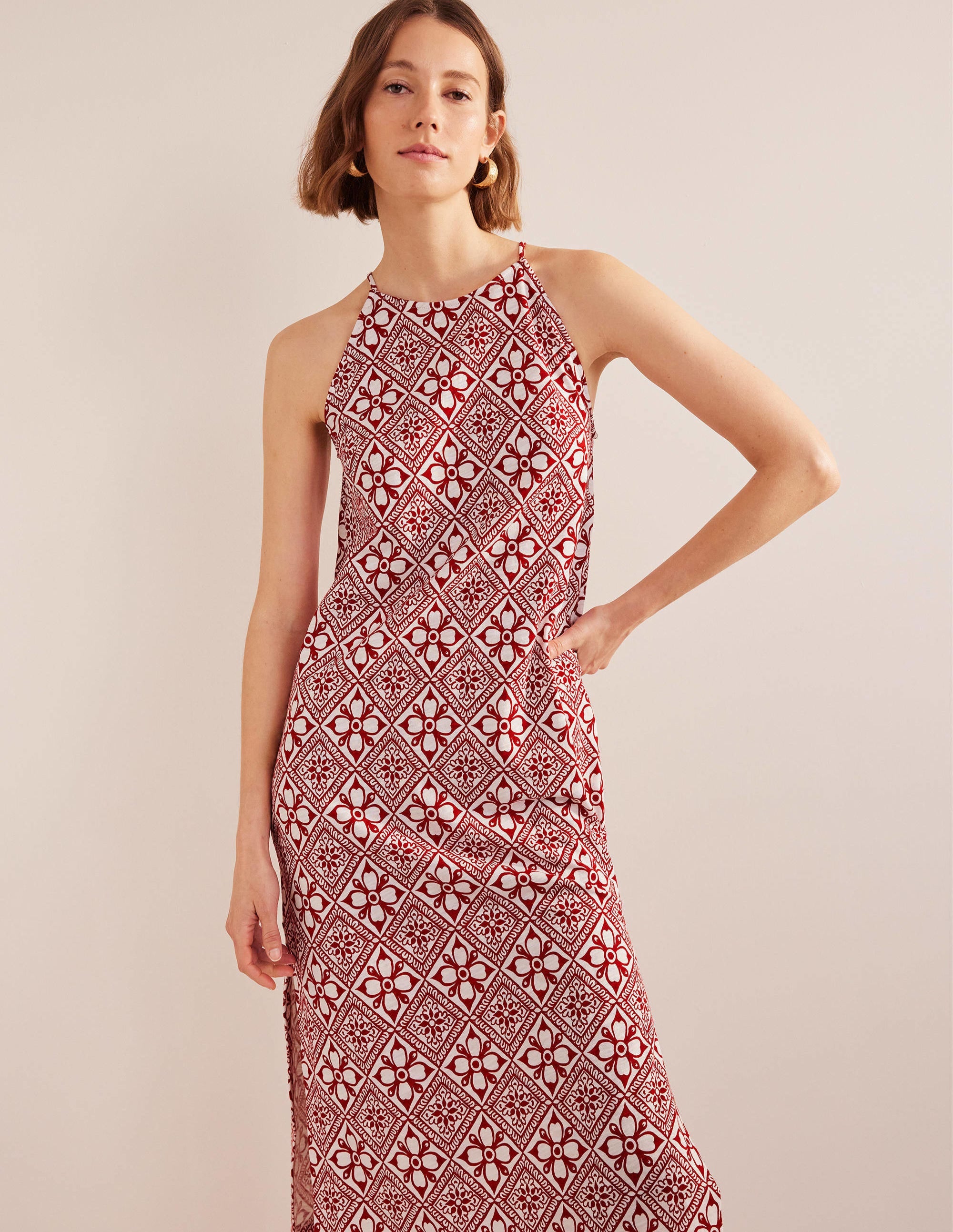 Robe midi en jersey à dos nageur-Poinsettia, motif Block Pome - Image 4