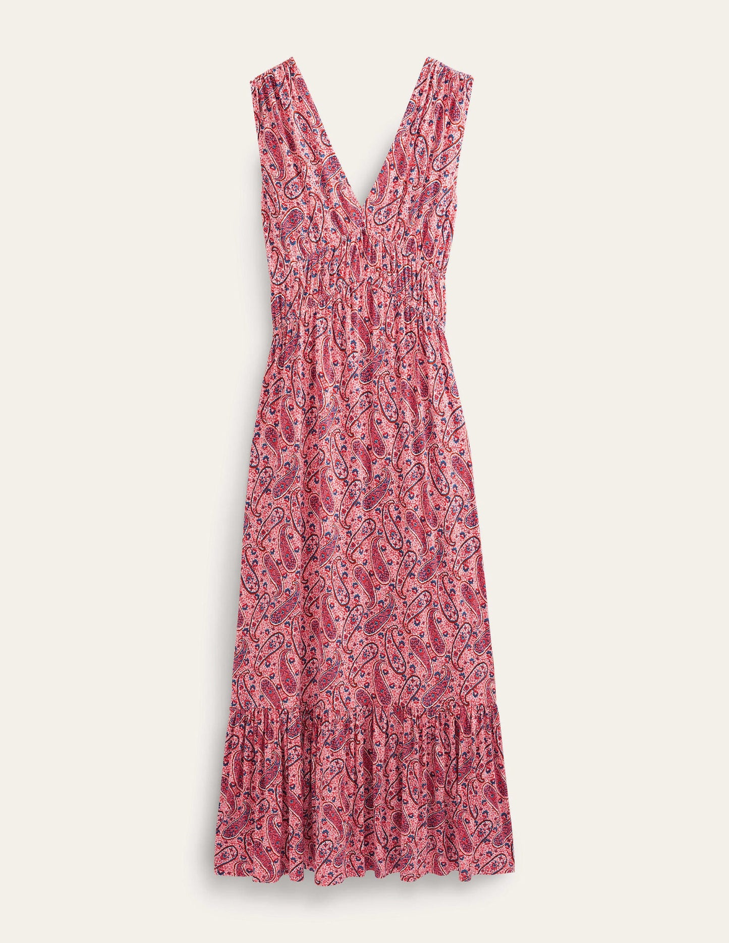 Jersey-Maxikleid mit Smokdetails-Beerenrosa, Paisleyblüten