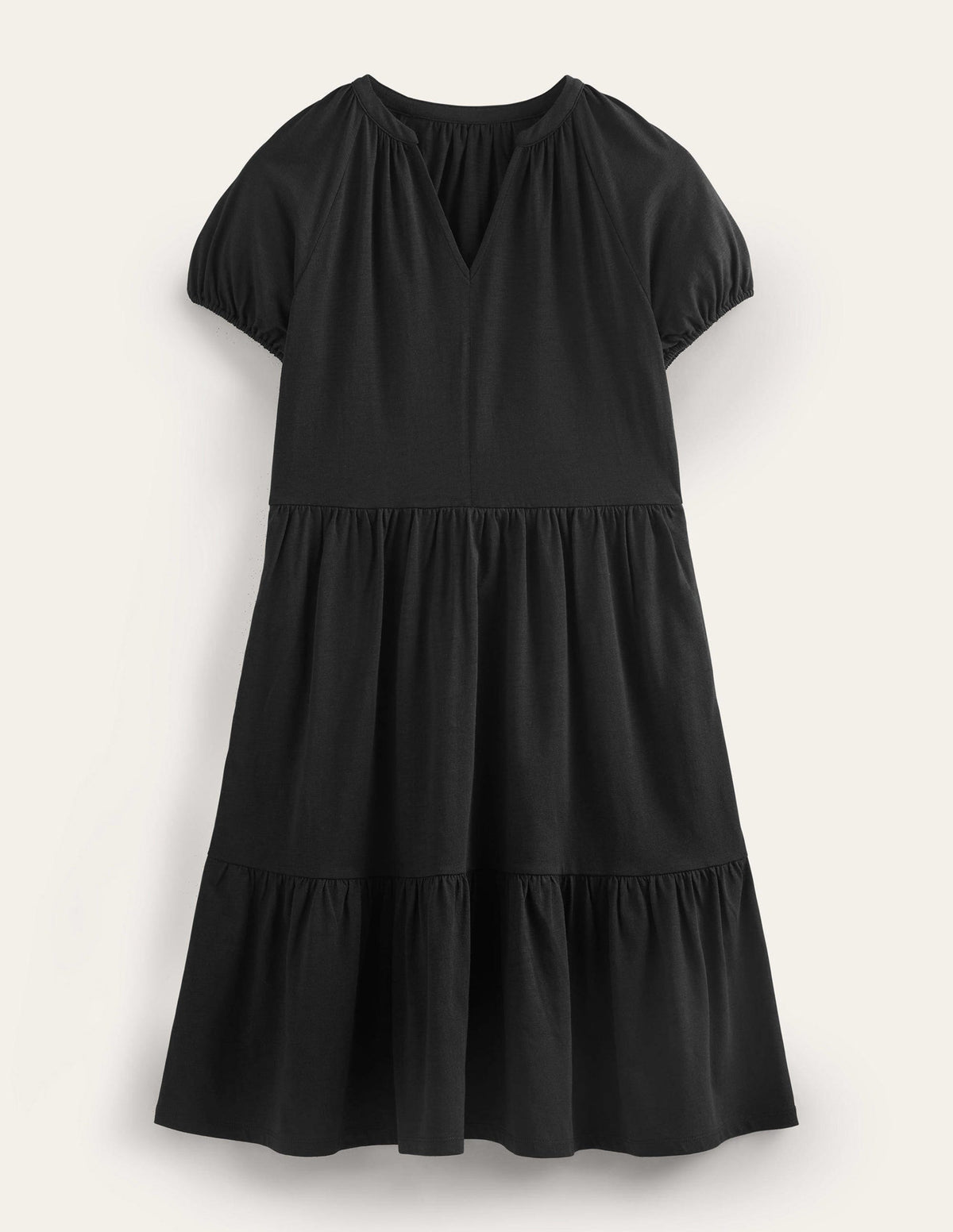 Jersey-Minikleid mit kurzen Ärmeln-Schwarz-5