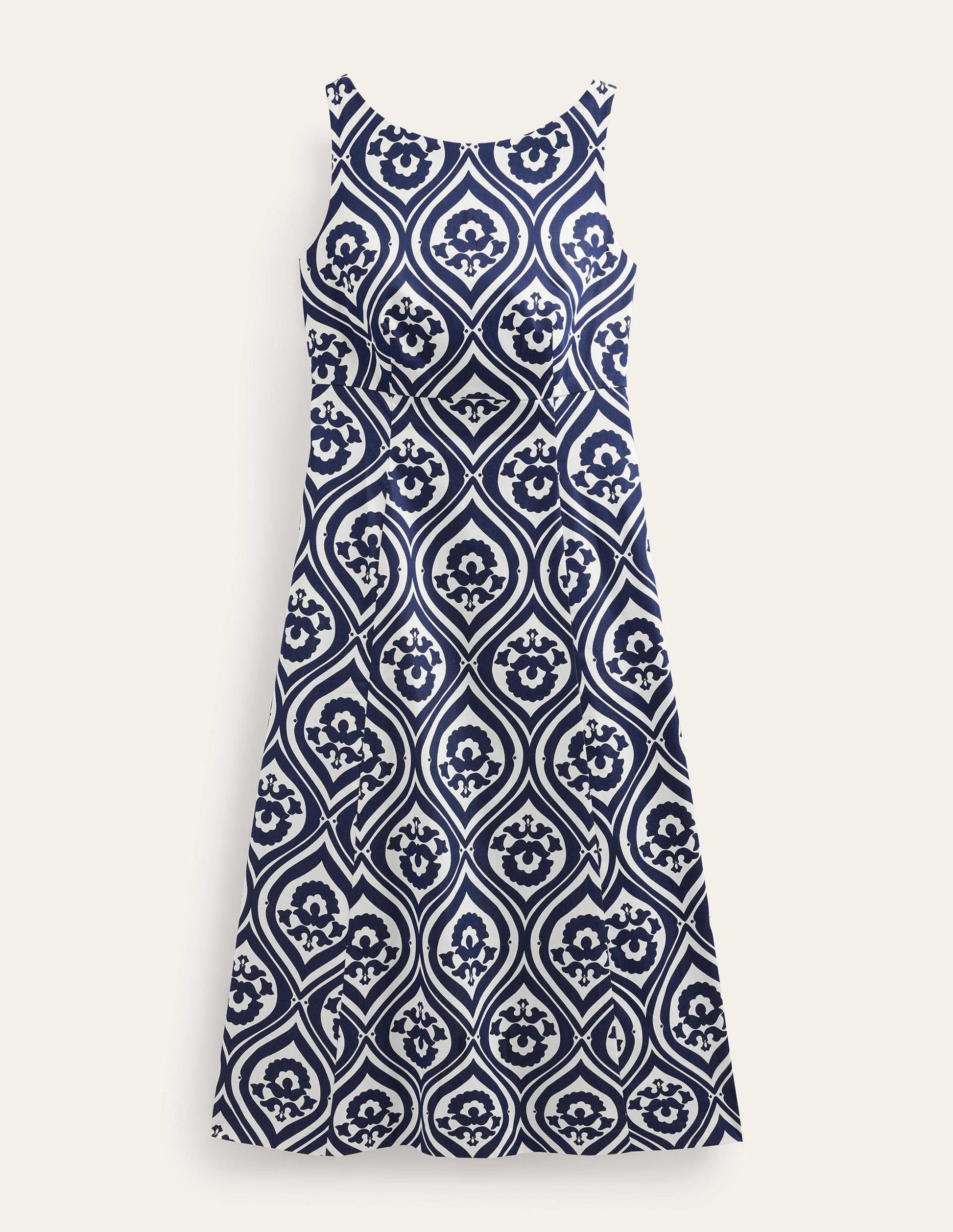 Midikleid mit U-Boot-Ausschnitt-Marineblau, Geometrisches Kaskadenmuster-6