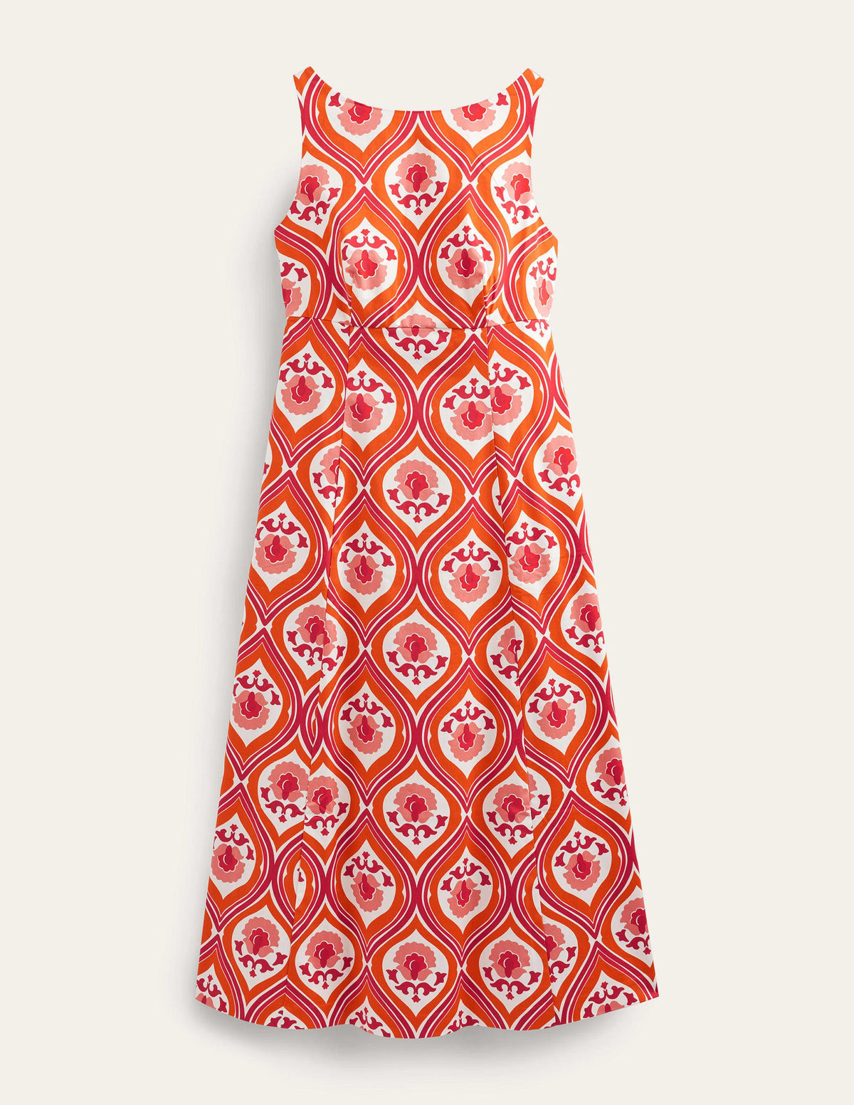 Midikleid mit U-Boot-Ausschnitt-Kumquatorange, Geometrisches Kaskadenmuster - Image 5
