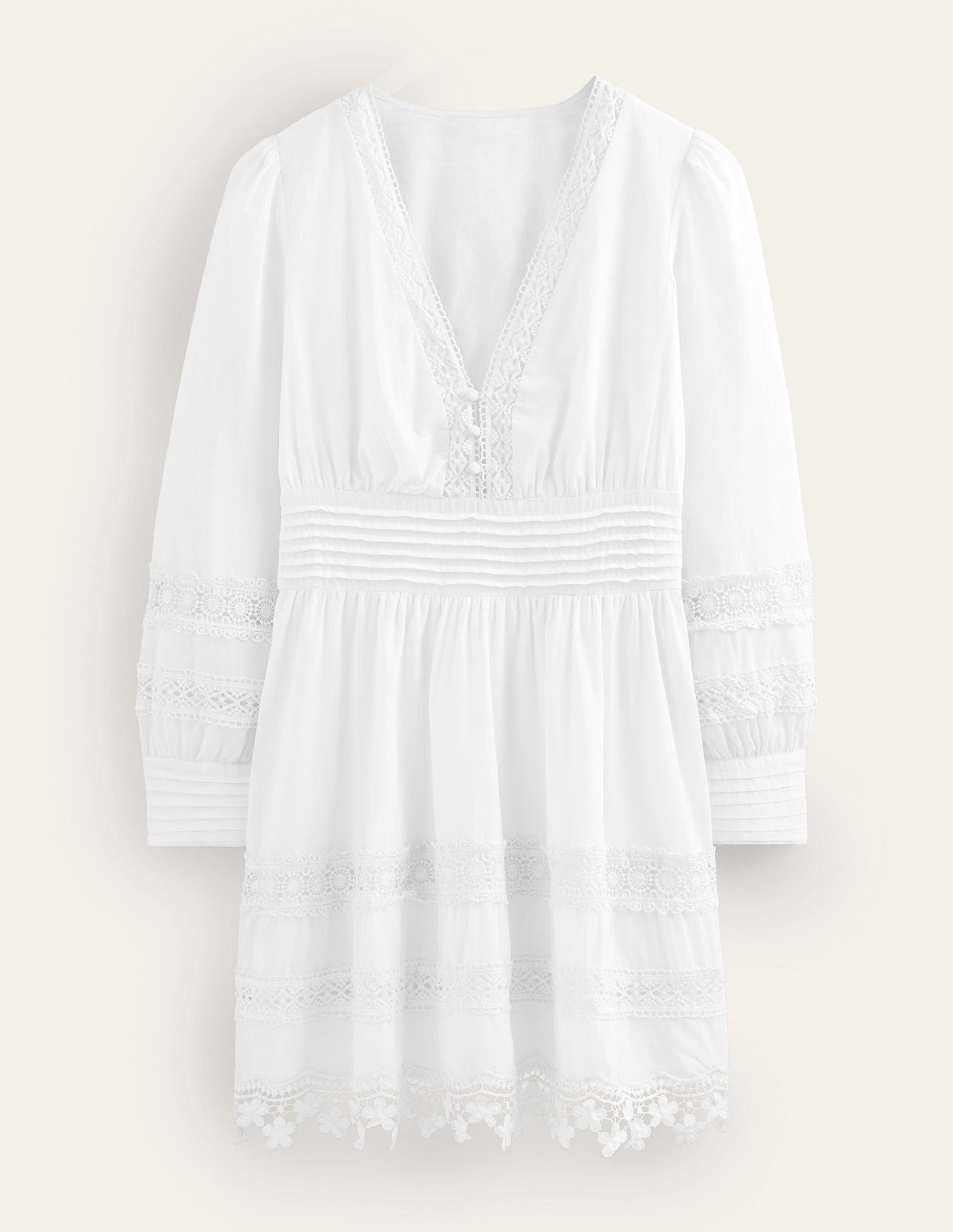 Mini-robe avec détails en dentelle-Blanc - Image 6