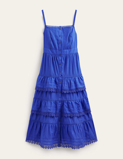 Gestuftes Midikleid-Saphirblau