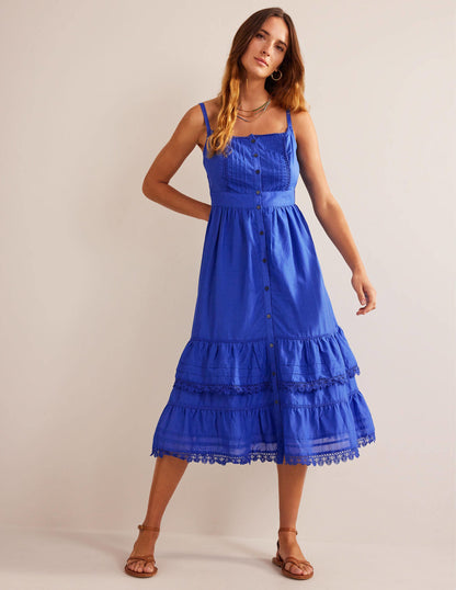 Gestuftes Midikleid-Saphirblau