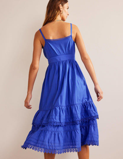 Gestuftes Midikleid-Saphirblau