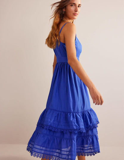 Gestuftes Midikleid-Saphirblau