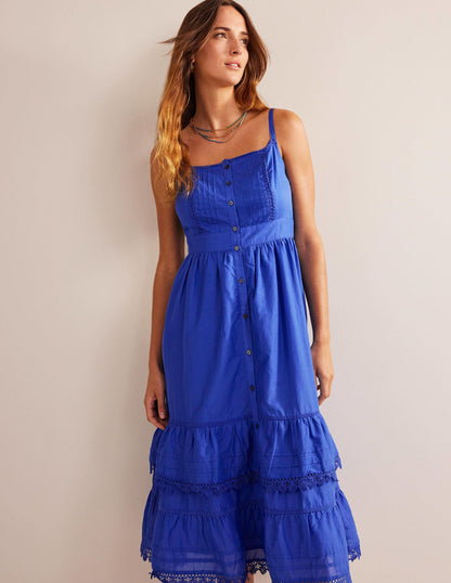 Gestuftes Midikleid-Saphirblau