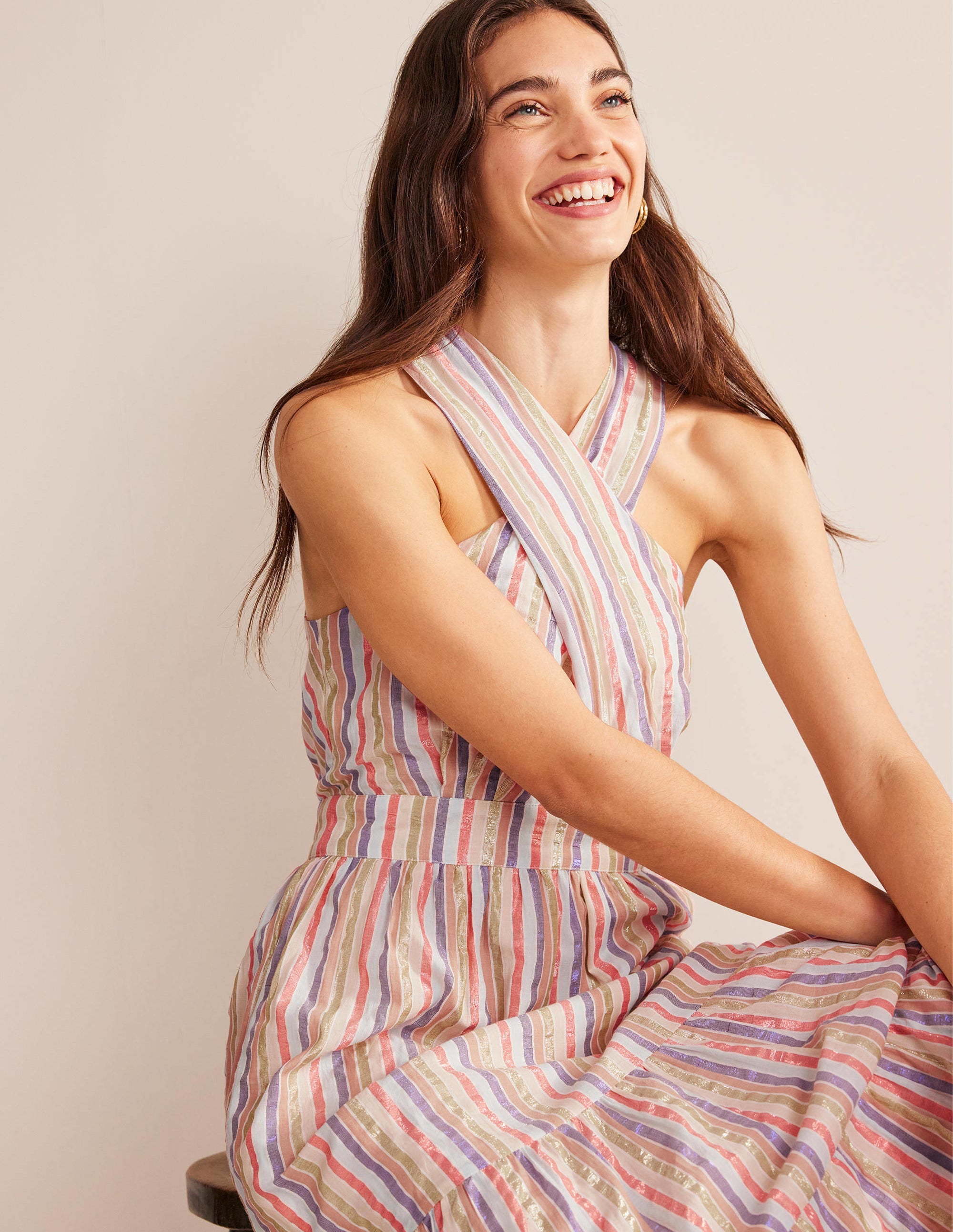 Robe longue rayée et métallisée-Rayé multi métallisé - Image 2